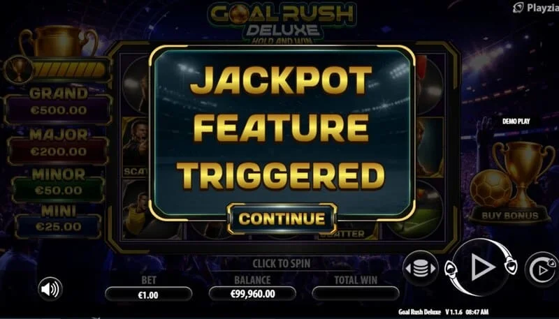 Goal Rush Deluxe - start af Jackpot Hold and Win med bonusbolde