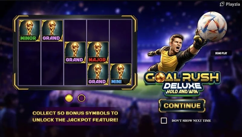 Goal Rush Deluxe - hovedmenu med hjul og stadiontribuner