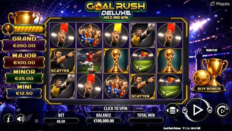 Goal Rush Deluxe - spilskærm i Free Spins-tilstand
